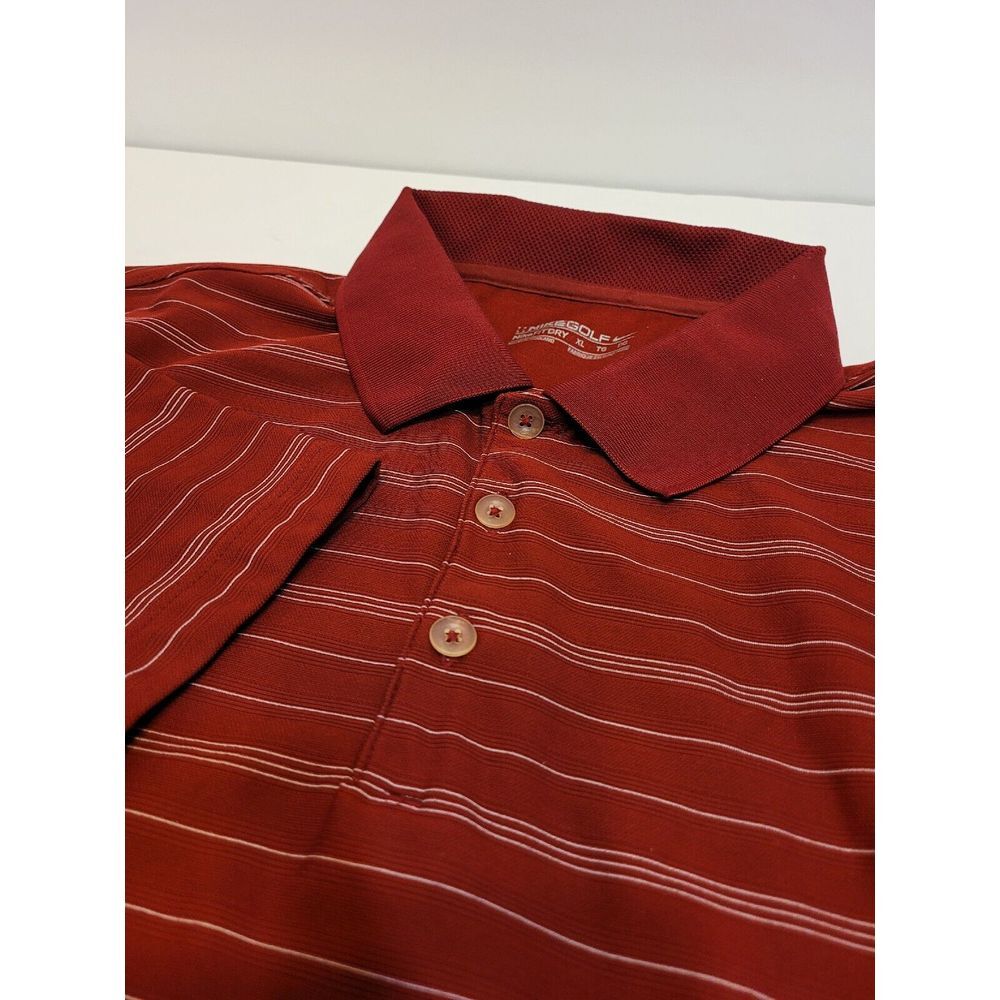 Nike dark red w/white stripes, golf polo, men's size XL